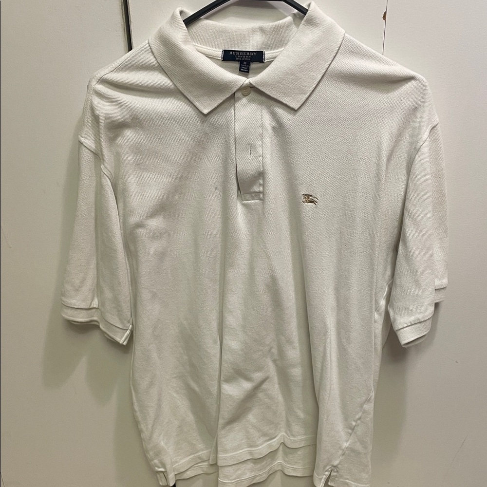 Burberry White Polo Shirt for Men size Medium.